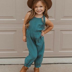 Teal Sleeveless Kids Romper